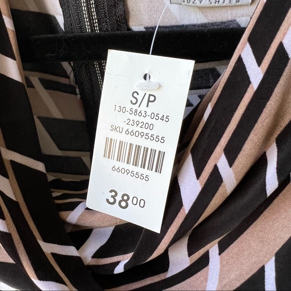 NWT Bodycon Print Dress Black/Camel/White - Picture 3 of 5